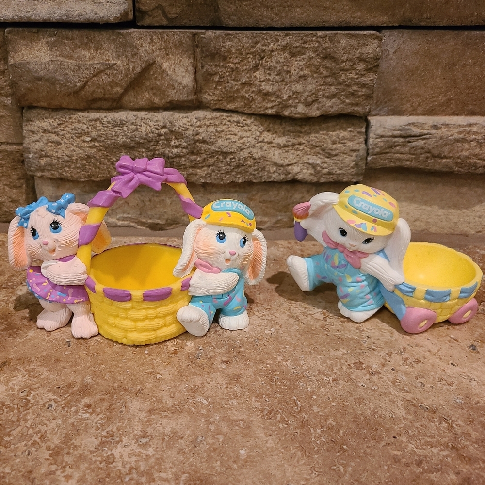 VTG 90s Crayola Bunny Easter Figurines